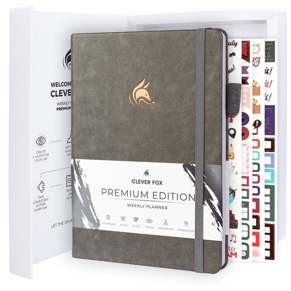 NEW Clever Fox premium gray weekly planner